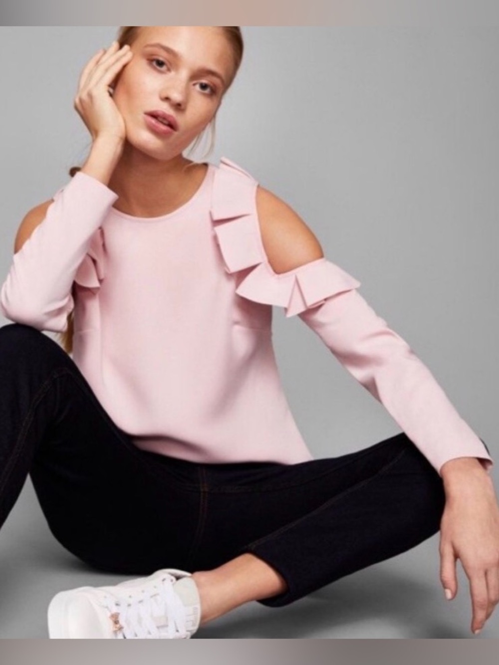 Ted Baker Steffe Cold-Shoulder Ruffle Top